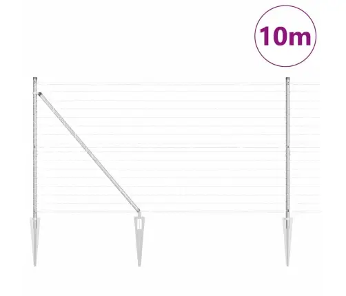 Eiro Žogs Ar 7 Statņiem 1.2X10 M Cinkota Tērauda Vidaxl