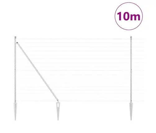 Euro Fence Ar 7 Dzelksnēm 1.5X10 M Cinkots Tērauds Vidaxl