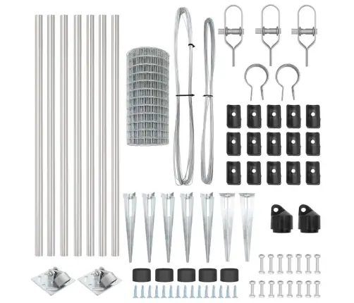 Euro Žogs Ar 7 Pīķa Postiem 0.6X10 M Cinkots Tērauds Vidaxl