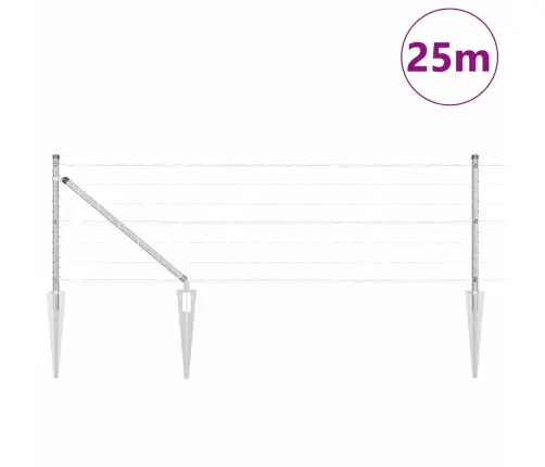 Eiropas Žogs Ar 13 Dzinēja Stabiem 0.4X25 M Cinkots Tērauds Vidaxl