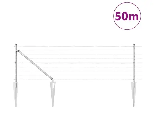 Eiro Žogs Ar 13 Stabiem 0.4X50 M Cinkots Tērauds Vidaxl