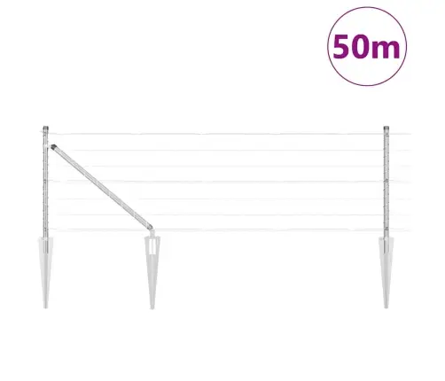 Euro Žogs Ar 13 Uzgaļiem 0.4X50 M Cinkots Tērauds Vidaxl