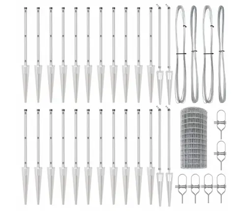 Eiro Žogs Ar 13 Stiprinājuma Stabiem 0.4X50 M, Cinkots Tērauds Vidaxl