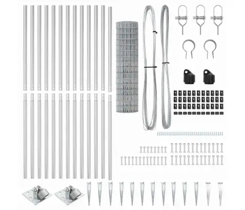 Eiro Žogs Ar 13 Spieķa Stabiem 1.2X25 M Cinkots Tērauds Vidaxl