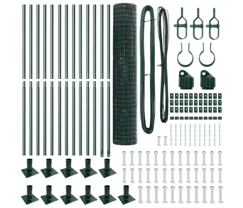 Eiropas Žogs Ar 13 Flangētām Stabiem 1.2X25 M Cinkotā Tērauda Vidaxl
