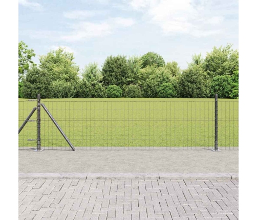 Euro Fence Ar 7 Flanjētiem Stabiem 0.4X10 M Cinkota Tērauda Vidaxl