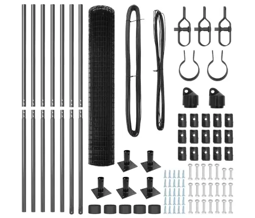 Tvora Su Stulpais Pilka 1,5 X 10 M Plienas Ir Pvc