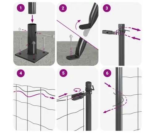 Tvora Su Stulpais Pilka 1,5 X 10 M Plienas Ir Pvc