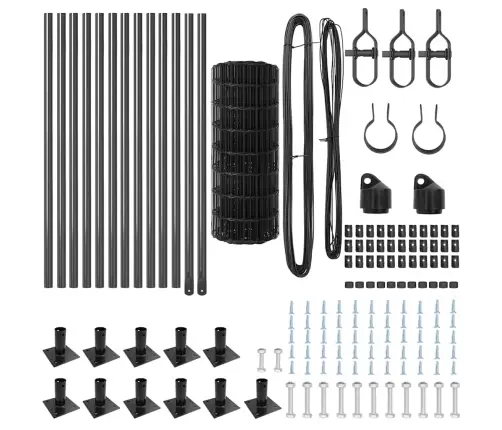 Eiro Žogs Ar 13 Flangētiem Stabiem 0.6X25 M Galvanizēts Tērauds Vidaxl