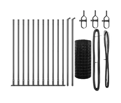 Tvora Su Stulpais Pilka 0,4 X 25 M Plienas Ir Pvc