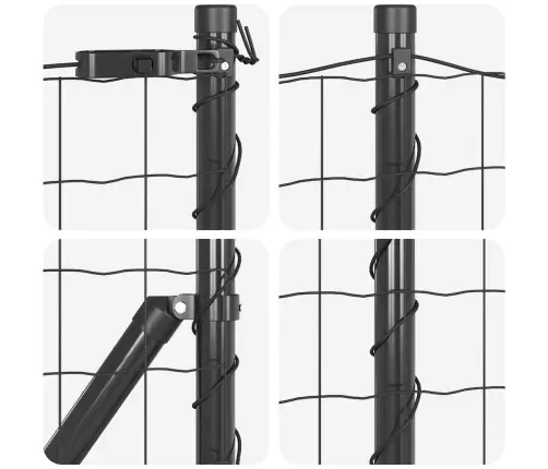 Eiropas Žogs 2 Gabali Pelēks Metāls 25 X 1 M Eiropas Žogs Vidaxl