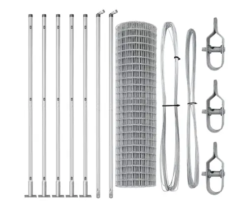 Eiro Žogs Ar 7 Flanged Postiem 1X10 M Cinkots Tērauds Vidaxl