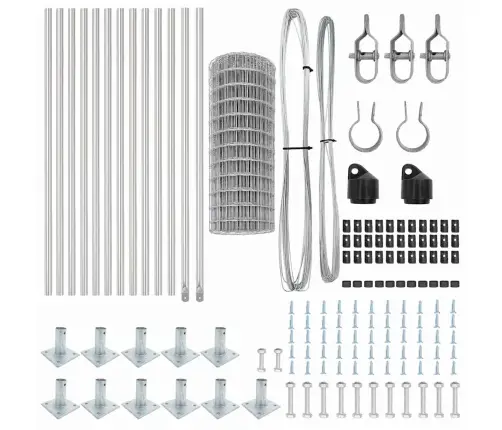 Eiro Žogs Ar 13 Flangētiem Postiem 0.4X50 M Cinkots Tērauds Vidaxl