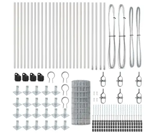 Eiropas Žogs Ar 13 Flangētiem Stabiem 0.6X50 M Cinkots Tērauds Vidaxl