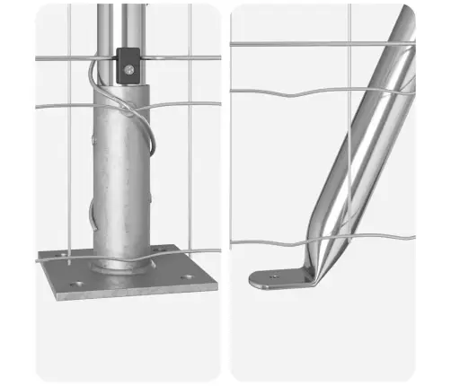 Euro Žogs Ar 7 Flangētiem Stabiem 0.8X10 M Cinkotā Tēraudā Vidaxl