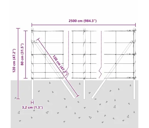 Lauka Žogs 0.8X25 M Cinkots Metāls Vidaxl