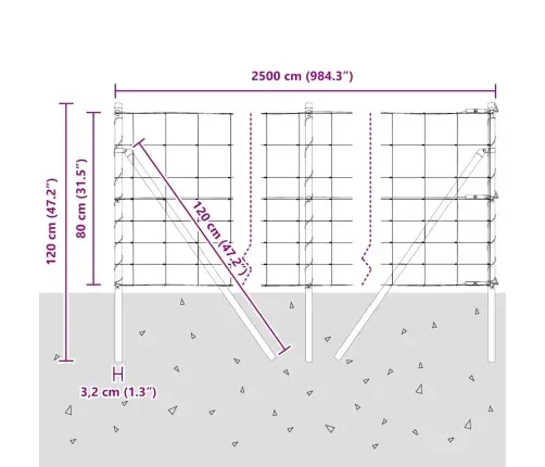 Ganyklų Tvora Sidabro 25 X 0.8 M Galvanizuotas Plienas
