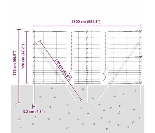 Ganyklų Tvora Sidabro 25 X 1,2 M Galvanizuotas Plienas