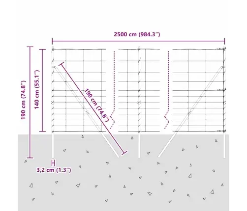 Ganyklų Tvora Sidabro 25 X 1.4 M Galvanizuotas Plienas