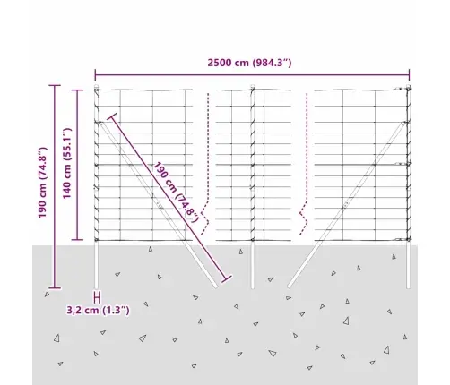 Lauka Žogs 1.4 X 25 M Cinkots Tērauds Vidaxl
