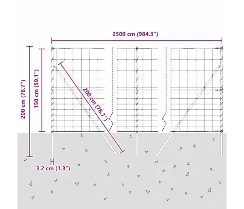 Lauka Žogs 1.5X25 M Cinkots Tērauds Vidaxl