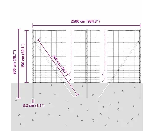 Ganyklų Tvora Sidabro 25 X 1.5 M Galvanizuotas Plienas
