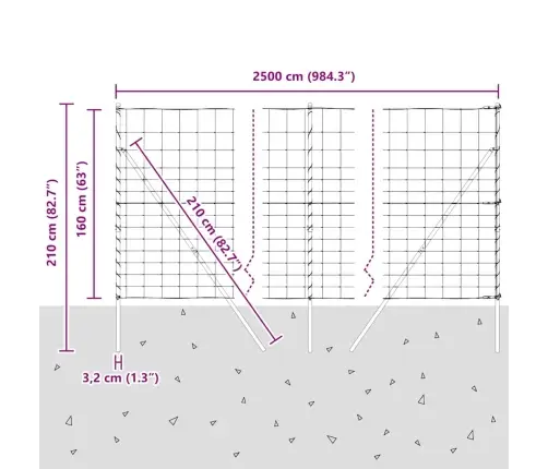 Lauka Žogs 1.6X25 M Cinkots Tērauds Vidaxl