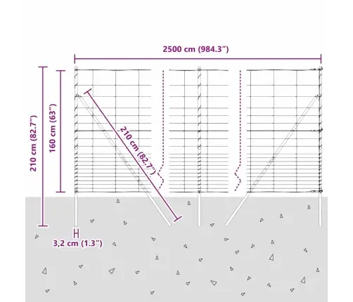 Lauka Žogs 1.6 X 25 M Cinkots Tērauds Vidaxl
