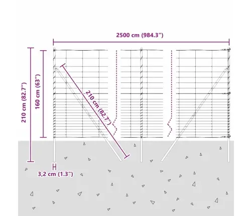 Lauka Žogs 1.6 X 25 M Cinkots Tērauds Vidaxl