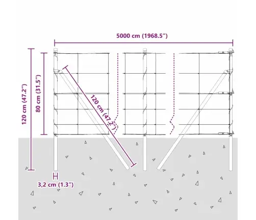 Lauka Žogs 0.8X50 M Cinkots Tērauds Vidaxl