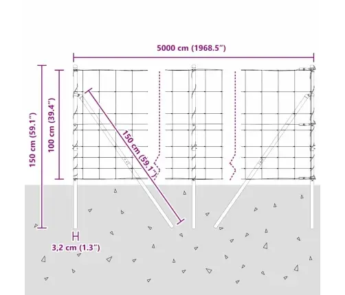 Lauku Žogs 1 X 50 M Cinkota Tērauda Vidaxl