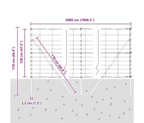 Lauku Žogs 1.2X50 M Cinkota Tērauda Vidaxl