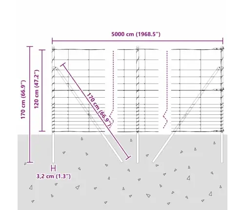 Lauka Žogs 1.2X50 M Cinkots Tērauds Vidaxl