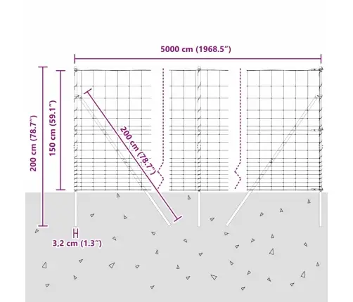 Lauka Žogs 1,5 X 50 M Cinkots Tērauds Vidaxl