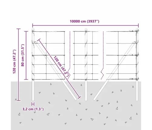 Lauku Žogs 0.8X100 M Cinkots Tērauds Vidaxl