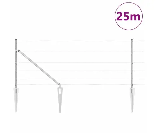 Lauka Žogs 0.8 X 25 M, Cinkots Tērauds Vidaxl