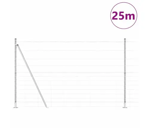 Lauku Žogs 1,5 X 25 M Cinkota Tērauda Vidaxl