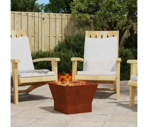 Kvadrātveida Ugunsgrēka Bedrīte 40X40X30 Cm Novecināts Tērauds Vidaxl