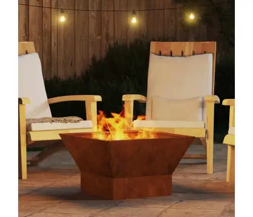 Kvadrātveida Uguns Pits Krāsā 60X60X35 Cm No Novecojusa Tērauda Vidaxl