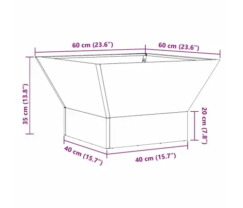 Kvadrātveida Uguns Pits Krāsā 60X60X35 Cm No Novecojusa Tērauda Vidaxl