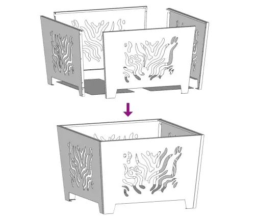 Uguns Bedrīte Kvadrātveida Melna 60X60X40 Cm Tērauds Vidaxl