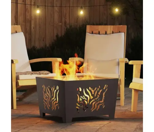 Uguns Bedrīte Kvadrātveida Melna 60X60X40 Cm Tērauds Vidaxl