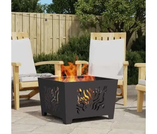 Uguns Bedrīte Kvadrātveida Melna 60X60X40 Cm Tērauds Vidaxl