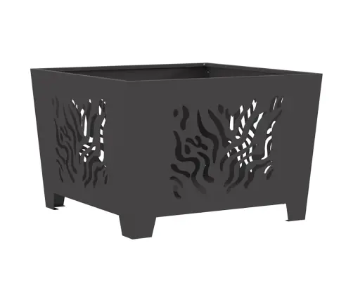 Uguns Bedrīte Kvadrātveida Melna 60X60X40 Cm Tērauds Vidaxl