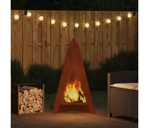 Uguns Bedres Piramīda Melna 58X36X100 Cm Tērauds Vidaxl