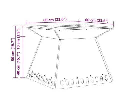 Lõkkekoht Pruun 60 X 60 X 50 Cm Kulunud Teras