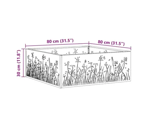 Uguns Bedrīte Kvadrātveida Melns 80X80X30 Cm Tērauds Vidaxl