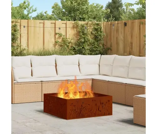 Uguns Bedre Kvadrātveida 80X80X30 Cm Laika Izturīgs Tērauds Vidaxl