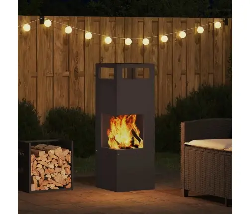 Ugunsgrēka Bedrīte Kvadrāts Melns 35X35X100 Cm Tērauds Vidaxl