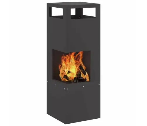 Ugunsgrēka Bedrīte Kvadrāts Melns 35X35X100 Cm Tērauds Vidaxl
